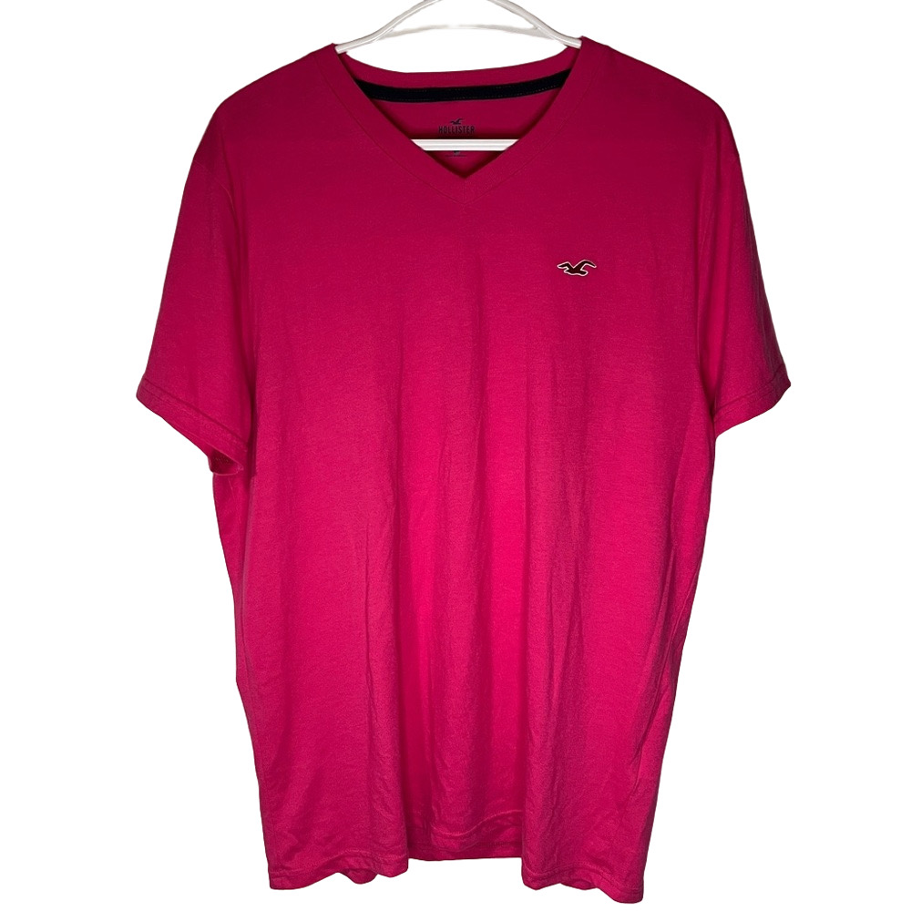 Hollister Pink V Neck Short Sleeve Tee Womens Large